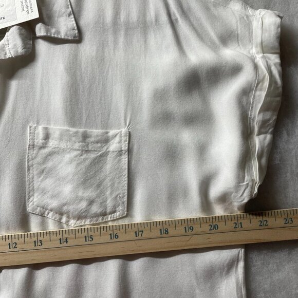 NWT Sim & Sam Womens White High Low Hem Patch Pocket Button Up Shirt Size XL - Picture 5 of 7